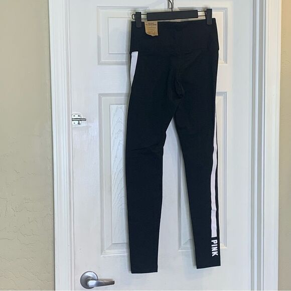 Victoria’s Secret PINK Black White Stripe Logo High Waist Cotton Legging, SMALL - Picture 5 of 11